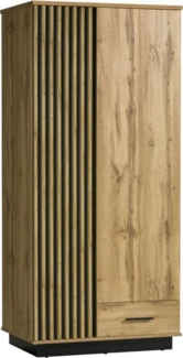 Beautysofa Kleiderschrank Drehtürenschrank mit Lamellen LAMELO mit Schublade und Kleiderstange