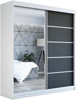 Schwebetrenschrank GAP 2-trig Schrank 180 cm (mit Spiegel) Farbe: Wei , schwarz