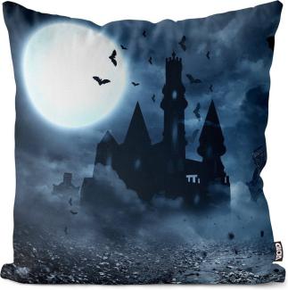 VOID Kissenbezug, (1 Stück), Sofa-Kissen Dracula Vampir Schloss Mond Transsilvanien Fürst Fledermaus Walachei Grusel Fantasy Geschichten Halloween Fasching Geist Anime