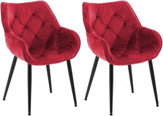 CLP 2er Set Stuhl Tanna Samt mit Armlehnen,rot