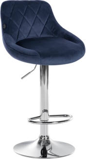 CLP Barhocker Lazio Samt höhenverstellbar und 360 Grad drehbar,blau chrom