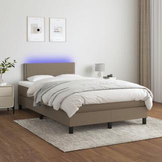 Boxspringbett mit Matratze & LED Stoff Taupe 120 x 200 cm, Härtegrad: H2 [3133065]