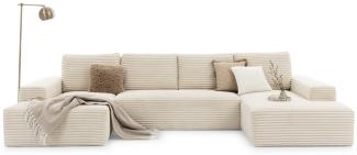 PROMETO Möbel Ecksofa Azzano U-Form, Sofa U-Form, Couch Breitcord Stoff