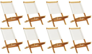 vidaXL Gartenstühle 8 Stk. Klappbar Cremeweiß Stoff und Massivholz 3214639