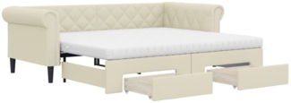 vidaXL Tagesbett Ausziehbar mit Schubladen Creme 90x200 cm Kunstleder 3197737