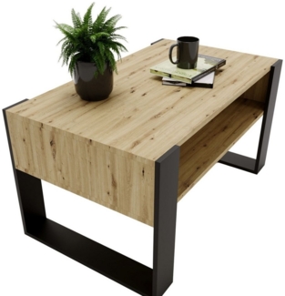 CraftPAK Couchtisch Wohnzimmer Tisch für Couch - mit zusätzlicher Ablagefläche