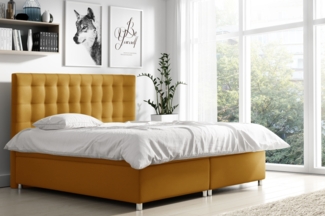 99rooms Riverside Boxspringbett Velours 200x200 cm Gelb