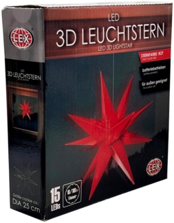 LED Weihnachtsstern Rot Ø 25cm Fensterstern Faltstern Innen und Aussen