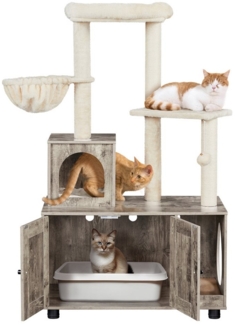 Yaheetech Kratzbaum 134,5 cm (H), Katzenbaum mit Katzenklo Schrank, Katzenhöhle Katzenschrank Kratzstamm