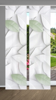 HOME in green Schiebegardine LISON (2 St), Paneelwagen, halbtransparent, SET DIGITALDRUCK,BAMBUSOPTIK RECYCELT