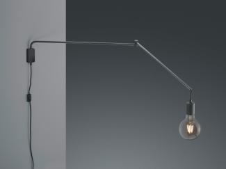 Schwenkbare LED Wandlampe - schwarze Kabelleuchte mit Schnurschalter & Stecker