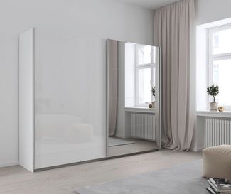 OTTO home Schwebetürenschrank Kleiderschrank Schrank Garderobe Schlafzimmerschrank THANOS (3 verschiedene Ausstattungen BASIC/CLASSIC/PREMIUM (inkl. SOFT-CLOSE) Optional mit Spiegel, Metall-Griffleisten alufarben MADE IN GERMANY