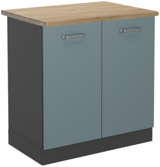 Spülenunterschrank R-Line Blau-Grau 80 cm , AP Eiche Vicco