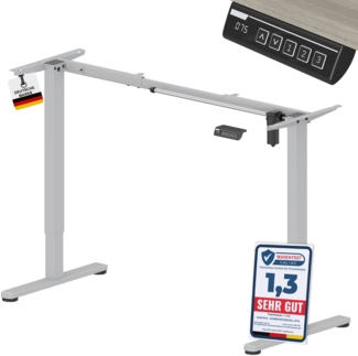 ALBATROS UP30 Silber Gestell für Schreibtisch Höhenverstellbar Elektrisch mit Motor, silber - Stufenlos Höhenverstellbares Schreibtischgestell / Tischgestell, Farbe:Silber