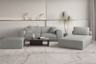 Polstermöbel Set 3-teilig CELES PREMIUM in Stoff Scala Grau