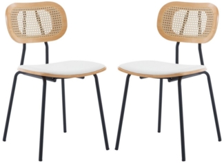 WAHSON OFFICE CHAIRS Esszimmerstuhl aus PU Leder 2er Set mit Rattan Rückenlehnen Armlose Stühle für Küche