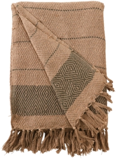 Decke Überwurf Streifen Design 100% Baumwolle 130x180 cm Skandinavisch Cara Grün/Natur