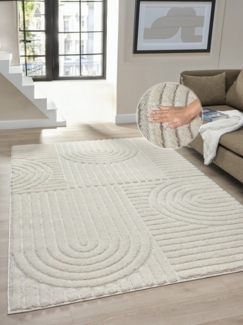 OTTO home Teppich Jonne, Boho-Design, Scandi, Designteppich, rechteckig, Höhe: 20 mm, Hoch-Tief, 3D Optik, skandinavischer Stil, Wohnzimmer, Schlafzimmer