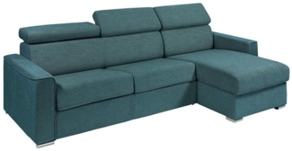 Vente-unique - Ecksofa mit Matratze - Ecke wechselbar - Stoff - Blau - Liegefläche mit Lattenrost mit breiten Latten 160 cm - Matratze 18 cm - VIZIR