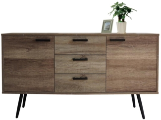 Braunes Sideboard, 2 Türen, 3 Schubladen 150 x 39,5 x 84 cm, MDF
