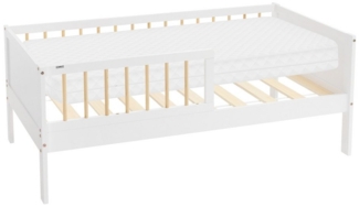 ML-DESIGN Jugendbett Bodenbett Juniorbett inkl. Lattenrost Einzelbett für Kinder Kinderbett, Junior-Bett mit Rausfallschutz & Matratze Bettrahmen aus MDF / Kiefer