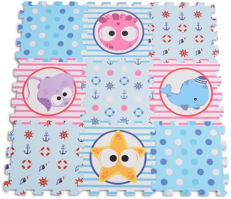 Moni Puzzlematte 9 teilig Puzzleteppich Teilegröße 31x31 cm EVA-Schaum blau