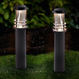 MeLiTec 2er Set LED Gartenleuchten GL13 rund, anthrazit