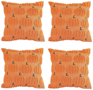 CLTYQ Kissenbezug Herbst Kürbis Kissenbezüge 45x 45 cm, (4 Stück), bestickte dekorative quadratische Kissenbezüge, Kunstfell Kissenbezüge