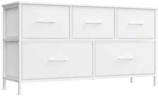 SONGMICS Kommode, Schrank, 5 Stoffschubladen, für Schlafzimmer, Flur, Wohnzimmer, weiß