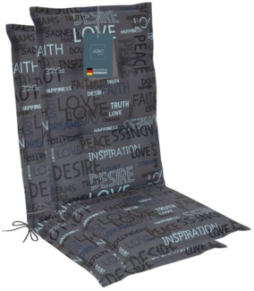 LILENO HOME Hochlehnerauflage Gartenstuhl Auflage, bequeme Sitzauflage für Gartenmöbel, Stuhlkissen, (2 St, 2er Set), Polsterauflage Letter Anthrazit, Sitzpolster für Klappstühle
