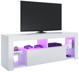 SONNI TV-Schrank Schwarzer TV-Ständer mit LED-Beleuchtung Stilvoll mit 12 Led Farben Beleuchtung