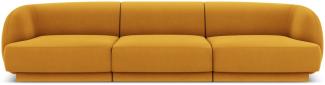 Micadoni 3-Sitzer Samtstoff Sofa Miley | Bezug Yellow | Beinfarbe Black Plastic