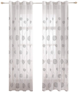 BYSURE Vorhang, Ösen (2 St), transparent, Voile, Gardinen mit Florales Stickerei