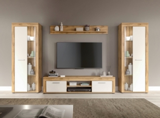 INOSIGN Wohnzimmer-Set Aosta, Breite 310cm, best. aus: 2x Vitrine, Lowboard, Wandboard, Wohnwand, Kombination, Anbauwand, Möbel Set, Schrankwand, Möbel Kombi