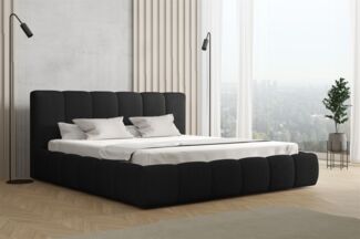 Polsterbett Doppelbett GIULIA Komplettset 200x200cm Stoff Freya Schwarz