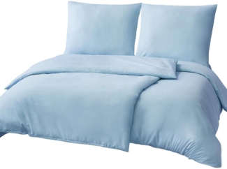 Bettwäsche 135x200 4tlg. Blau Mikrofaser Reißverschluss Hellblau