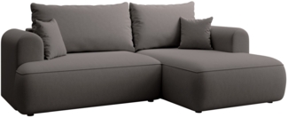 Selsey ''Ovo Mini' Eckschlafsofa rechtsseitig mit Stauraum, Easy-Clean-Samtbezug, dunkelgrau, 93 x 238 x 156 cm