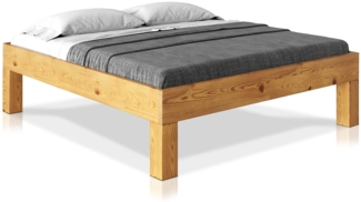 Möbel-Eins CURBY 4-Fuß-Bett ohne Kopfteil, Material Massivholz, rustikale Altholzoptik, Fichte natur 90 x 220 cm Komforthöhe