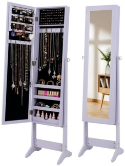 COSTWAY Schmuckregal, mit Ganzkörperspiegel, Schmuckschrank neigbar