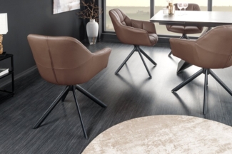 riess-ambiente Polsterstuhl PAPILLON braun / schwarz (Einzelartikel, 1 St), Esszimmer · Leder · Metall · Armlehne · 180° drehbar · Modern Design
