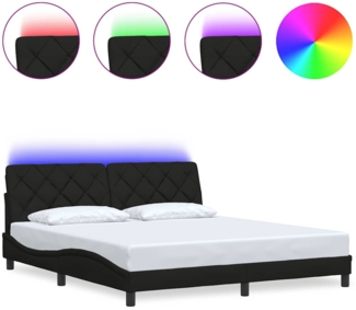 vidaXL Bettgestell mit LED ohne Matratze Schwarz 180x200 cm Stoff 3310687