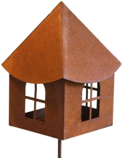 UNUS GARDEN Gartenstecker Roststecker Beetstecker Haus Vogelhaus (1-St, 12,5x16x16cm (HxBxT) Dekoration Häuser Rostdeko Metallstecker Gartenstecker Blumengarten