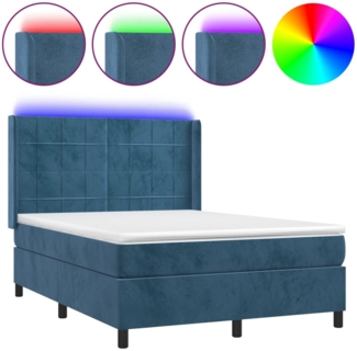 vidaXL Boxspringbett mit Matratze & LED Dunkelblau 140x190 cm Samt 3139563