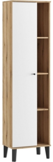 INOSIGN Stauraumschrank Oslo, Badschrank mit Knopfgriff, Hochschrank im skandinavischen Design in der Türfarbe Weiß oder Grau verfügbar, ausreichend Stauraum
