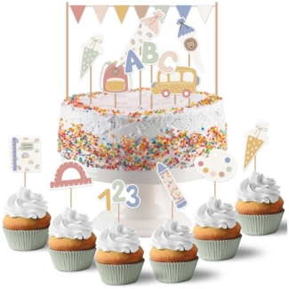 PAPIERDRACHEN Tortenstecker Kuchenstecker zur Einschulung - in verschiedenen Designs, Einschulung - Erste Klasse - Einschulungsparty