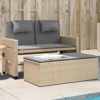 vidaXL Gartenbank Verstellbar mit Kissen Beige Poly Rattan 365821