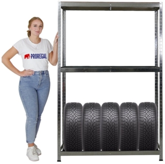 PROREGAL® Schwerlastregal Reifenregal RAGNAR 180x120x40cm 8 Reifen auf 2 Ebenen + Ablage