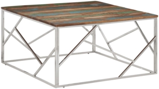 vidaXL Couchtisch Silbern Edelstahl und Altholz Massiv 349960