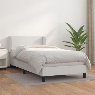 vidaXL Boxspringbett mit Matratze Weiß 100x200 cm Kunstleder 3127176