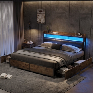 OKWISH Holzbett Polsterbett Jugendbett (160x200 cm Inklusive Matratze)